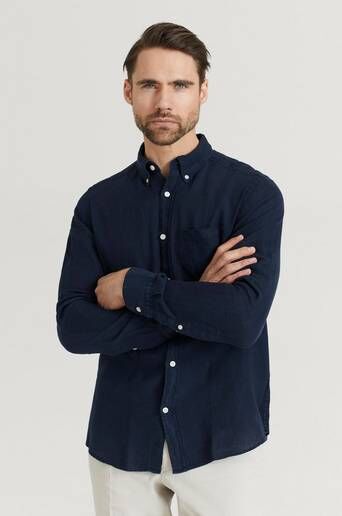 J.Lindeberg Skjorta Clean Linen Slim Shirt Blå  Male Blå