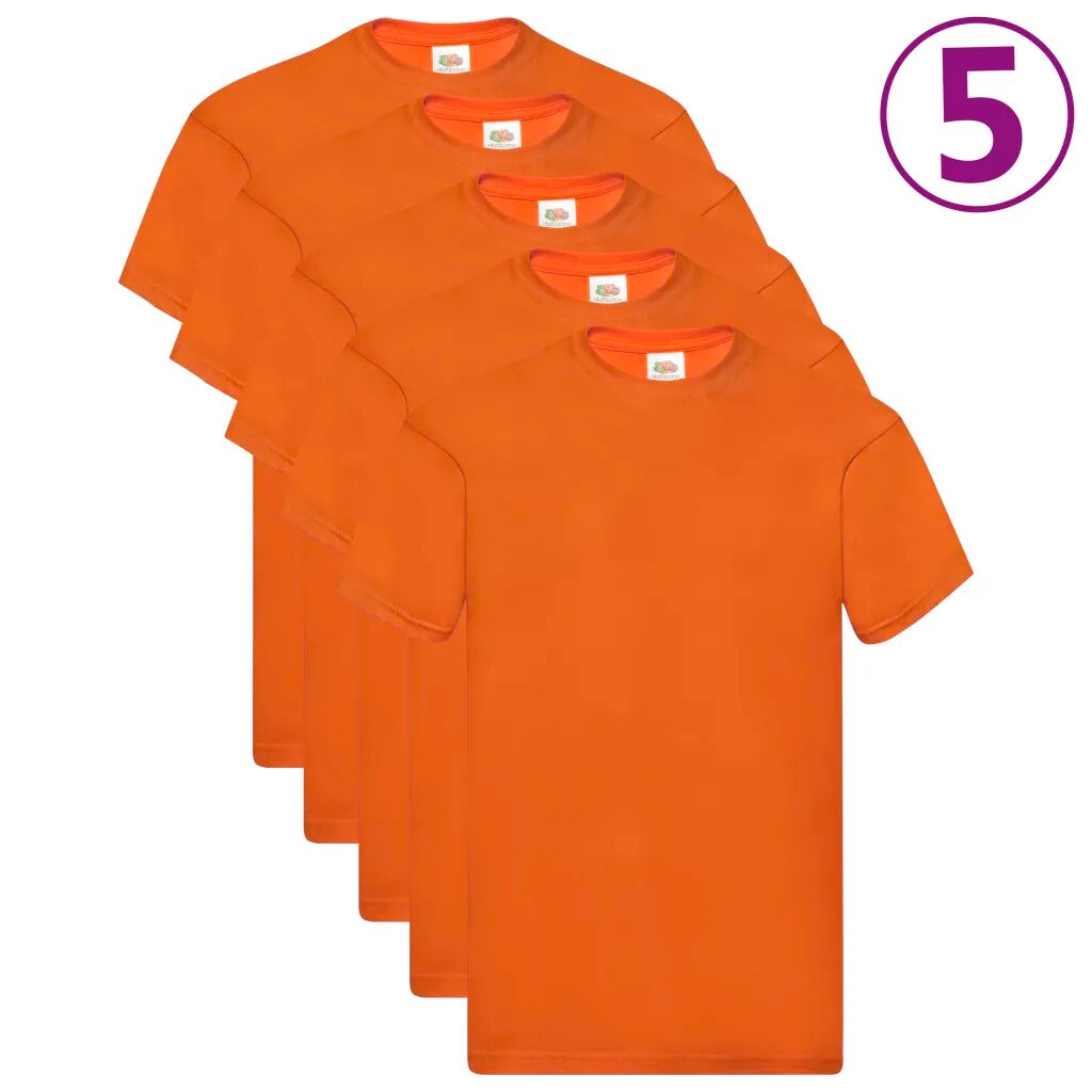 Fruit of the Loom Originálne tričká 5 ks oranžové 3XL bavlnené