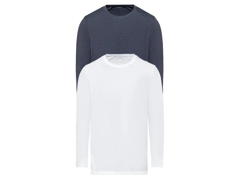 LIVERGY® Pánske tričko s dlhým rukávom. 2 kusy (S (44/46), námornícka modrá/biela)