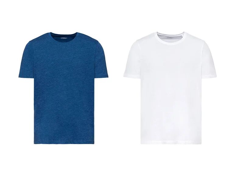 LIVERGY® Pánske tričko, 2 kusy (XL (56/58), modrá/biela )