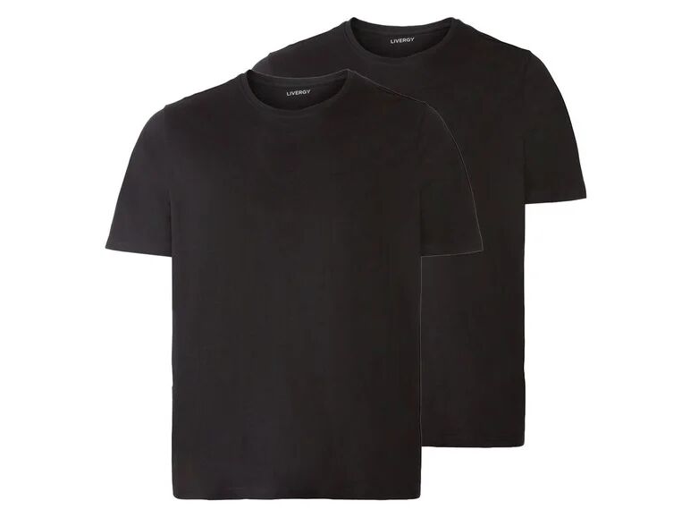 LIVERGY® Pánske bavlnené tričko XXL, 2 kusy (4XL (68/70), čierna)