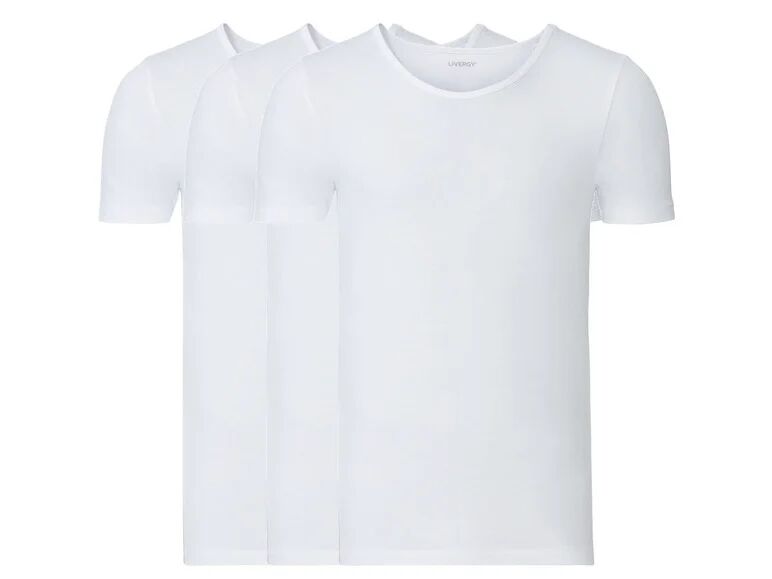 LIVERGY® Pánske spodné tričko XXL, 3 kusy  (XXL, biela, okrúhly výstrih)