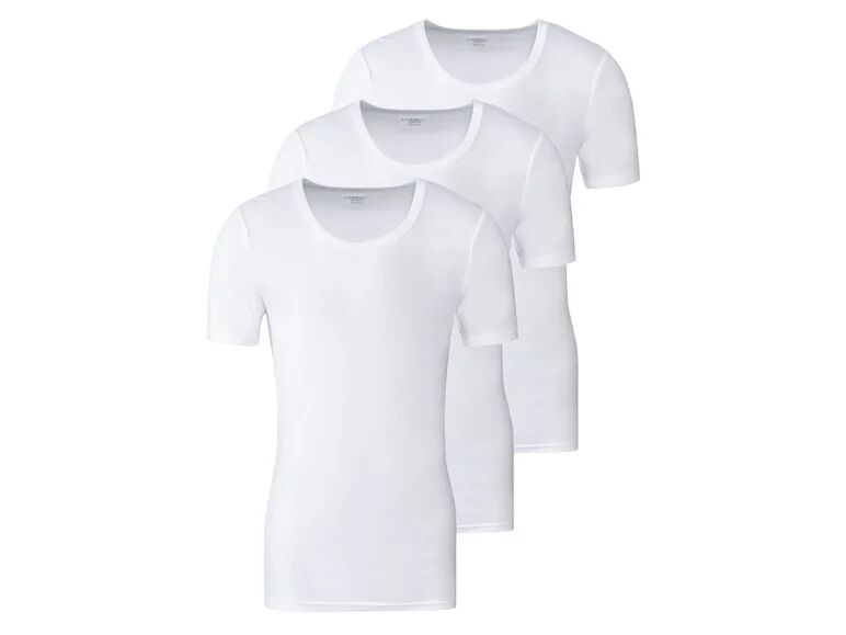 LIVERGY® Pánske bavlnené spodné tričko, 3 kusy (XL, biela, okrúhly výstrih)