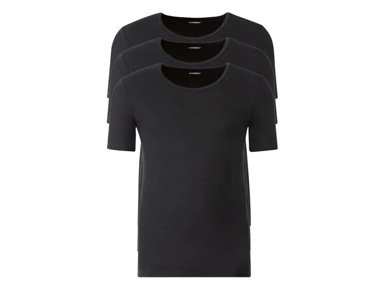 LIVERGY® Pánské spodné tričko XXL, 3 kusy (XXL, čierna, okrúhly výstrih)
