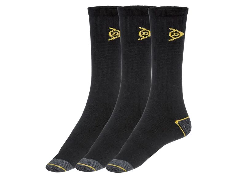 Dunlop Pánske pracovné ponožky, 3 páry (39/42, čierna/žltá)