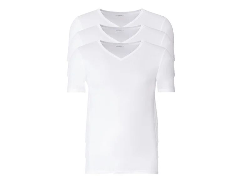 LIVERGY® Pánské spodné tričko XXL, 3 kusy (XXL, biela, výstrih v tvare „V“)