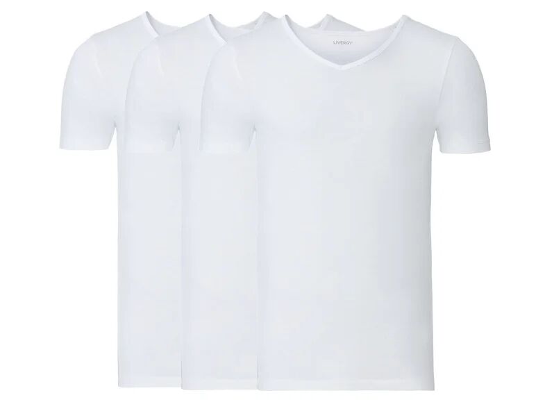 LIVERGY® Pánske spodné tričko XXL, 3 kusy  (4XL, biela, výstrih do V)