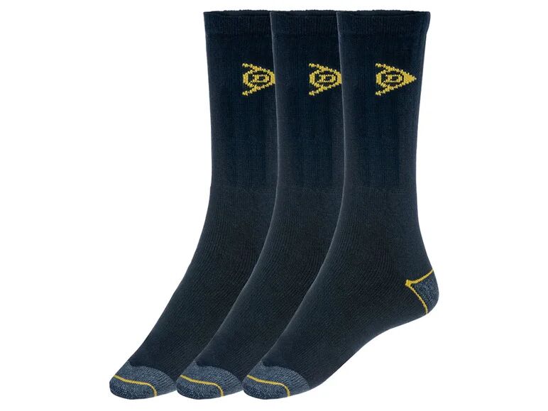Dunlop Pánske pracovné ponožky, 3 páry (43/46, námornícka modrá/žltá)