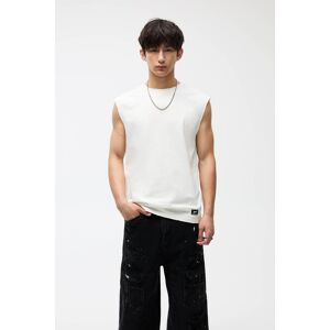 Pull&Bear Oversize Sleeveless T-Shirt With A Washed Finish (Size: S) Off white male