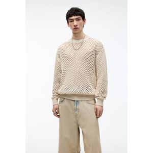 Pull&Bear Open-Knit Long Sleeve Jumper (Size: M) Ecru male