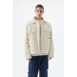 Pull&Bear Corduroy Jacket With Faux Shearling Interior (Size: XXL) Off white male