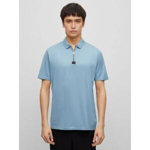 HUGO Light Pastel Blue Deresom Quarter Zip Polo Shirt - Male - Blue