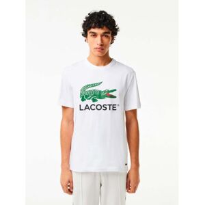 Lacoste Mens White Signature Print T-Shirt - Male - White