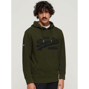 Superdry Mens Surplus Goods Olive Green Embroidered Vintage Logo Hoodie - Male - Green