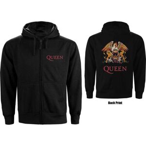 Unbranded Queen Unisex Zipped Hoodie: Classic Crest (Back Print) (Large) - Queen - Clothin