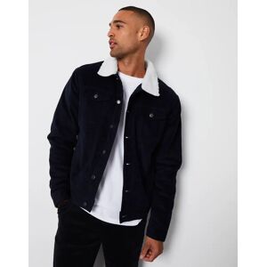 Threadbare Men's Navy Borg Lined Cord Jacket - S - Navy