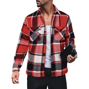 ArmadaDeals Men's Plaid Shirt Long Sleeve Button Down Casual Jacket, Red / XXXL