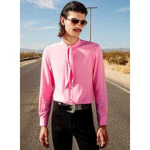 Phixclothing.com Pink Neck Tie Western Viscose Shirt - Pink / Medium Medium Pink Medium