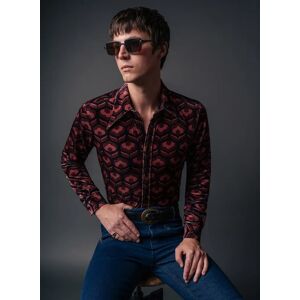 Phixclothing.com 60's Burgundy Velvet Floral Shirt - Burgundy / Small Small Burgundy Small