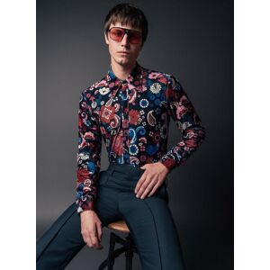 Phixclothing.com Paisley Psychedelic 60's Velvet Shirt - Blue / Medium Medium Blue Medium