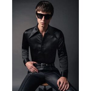 Phixclothing.com Black Satin Oversize Dagger Collar Shirt - Black / Large Large Black Large