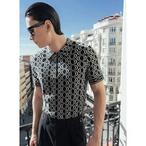 Phixclothing.com Black Geometric 70's O Ring Zip Knit Polo - Black / X-Small X-Small Black X-Small