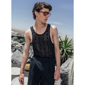 Phixclothing.com Black Lace Cotton Vest Shirt - Black / Large Large Black Large