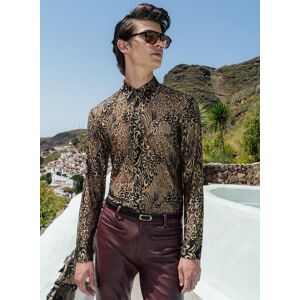 Phixclothing.com Black Lace Gold Western Peacock Shirt - Gold / X-Small X-Small Gold X-Small