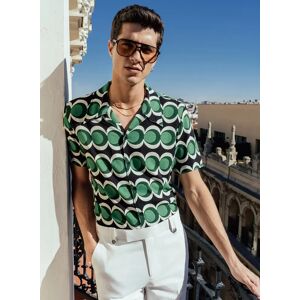 Phixclothing.com 60s Geometric Green Cuban Shirt - Green / X-Small X-Small Green X-Small