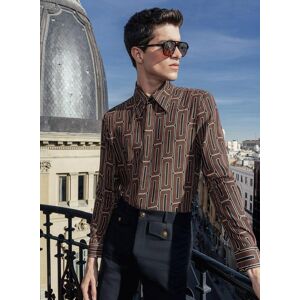 Phixclothing.com Brown 70's Geometric Viscose Shirt - Brown / Small Small Brown Small