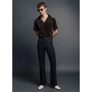 Phixclothing.com Black Wool Gold Button Flare Trouser - Black / 30W L34 Black 30W L34