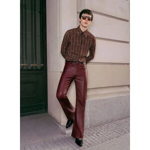 Phixclothing.com Burgundy Leather Flared Trousers - Burgundy / 36W L30 Burgundy 36W L30