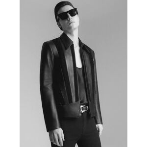 Phixclothing.com Symmetrical Striped Leather & Suede Jacket - Black / Large Large Black Large