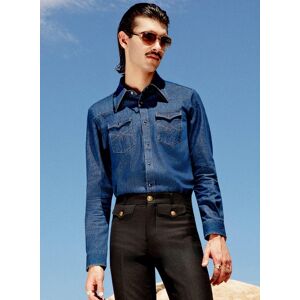 Phixclothing.com Blue Indigo Denim 70's Western Shirt - Blue / Small Small Blue Small