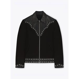 Phixclothing.com Black Snake Effect Suede Studded Leather Jacket - Black / Small Small Black Small