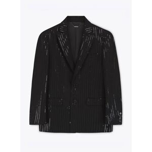 Phixclothing.com Sequin Pinstripe Wool Single Breasted Blazer - Black / XX-Large XX-Large Black XX-Large