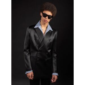 Phixclothing.com Double Breasted Satin Peacoat - Black / Small Small Black Small