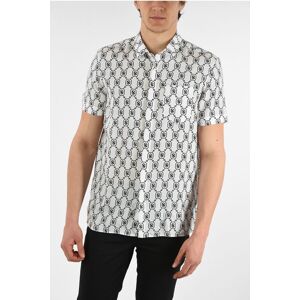 Neil Barrett Short Sleeve ALL-OVER MONOGRAM Spread Collar Shirt with Brea size L - Male