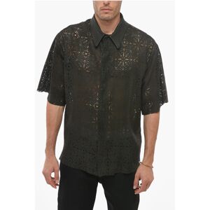 Salvatore Santoro Short-sleeved Perforated Leather Shirt size 50 - Male