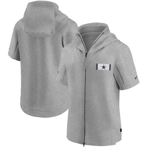Men's Nike Heathered Gray Dallas Cowboys Sideline Showout Short Sleeve Full-Zip Hoodie Jacket - Male - Heather Gray