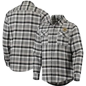 Men's Antigua Black/Gray Boston Bruins Ease Plaid Button-Up Long Sleeve Shirt - Male - Black