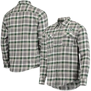 Men's Antigua Kelly Green/Gray Dallas Stars Ease Plaid Button-Up Long Sleeve Shirt - Male - Kelly Green