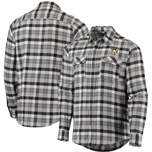 Men's Antigua Black/Gray Pittsburgh Penguins Ease Plaid Button-Up Long Sleeve Shirt - Male - Black