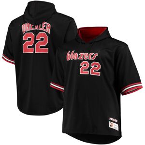 Men's Mitchell & Ness Clyde Drexler Black/Red Portland Trail Blazers Big & Tall Name & Number Short Sleeve Hoodie - Male - Black