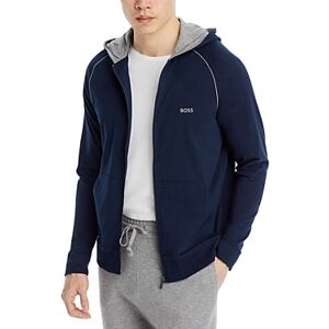 Boss Mix & Match Cotton Blend Full Zip Hooded Jacket  - Dark Blue - Size: Extra Largemale