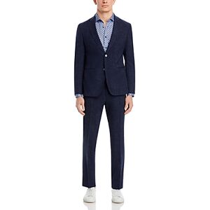 Boss H-Huge Wool & Linen Melange Solid Slim Fit Suit  - Dark Blue - Size: 46Rmale