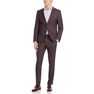 Boss H-Huge Textured Solid Slim Fit Suit  - Dark Red - Size: 38Rmale