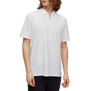 Hugo Boss Dekok Quarter Zip Short Sleeve Polo Shirt  - White - Size: 2X-Largemale