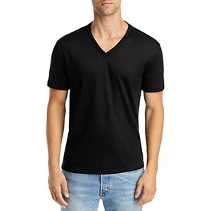 John Varvatos Slim Fit Linen V Neck Tee  - Black - Size: Mediummale