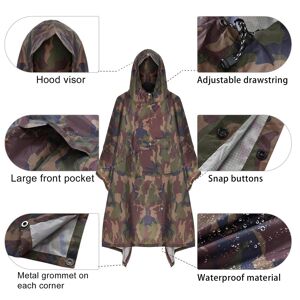 TOMSHOO Hooded Rain Poncho with Pocket Lightweight Waterproof Rain Coat Jacket Sun Shelter for Men